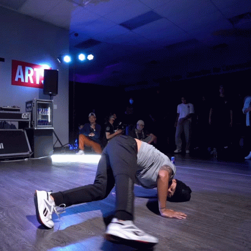 Beanie Guy Floor Break Dance Moves GIF