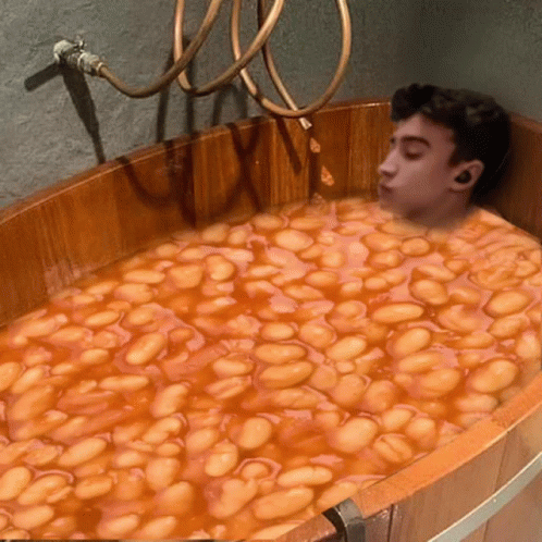 Beans Wooden Tub Bath Soup GIF