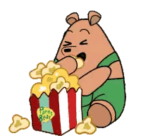 Bear Eating Popcorn From Pants Bear Box