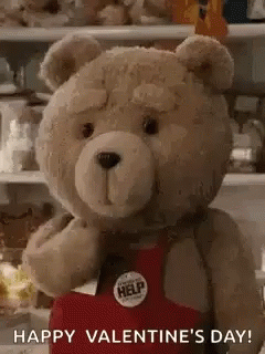 Bear Flying Kiss Happy Valentine's Day GIF