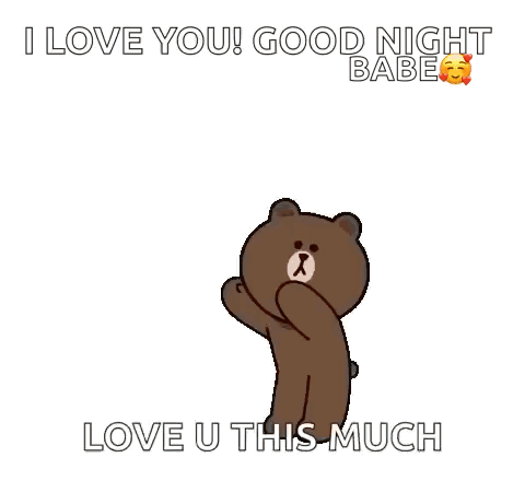 Bear Hearts I Love You Good Night Babe Love U This Much GIF