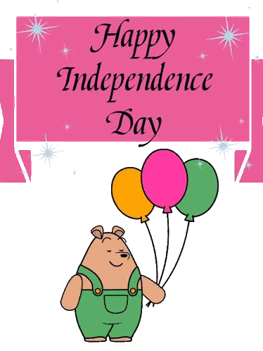 Bear Holding Balloons Happy Independence Day