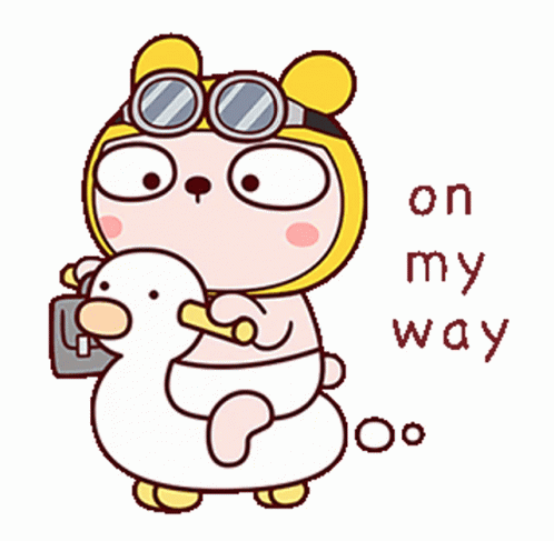 Bear Holding Duck Saying On My Way GIF