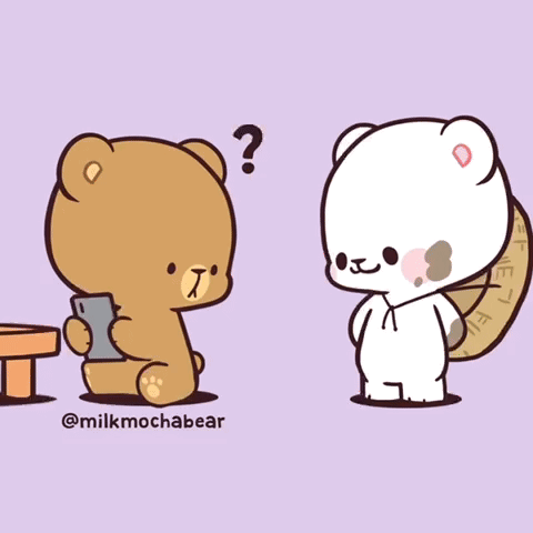 Bear Holding Flower And Cell Phone GIF