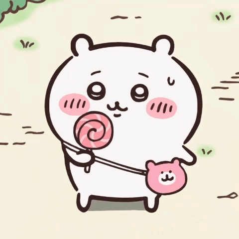 Bear Holding Lollipop And Pink Purse GIF