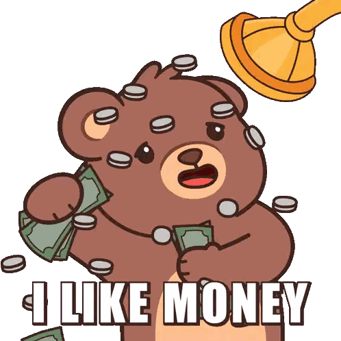 Bear Holding Money and Coins