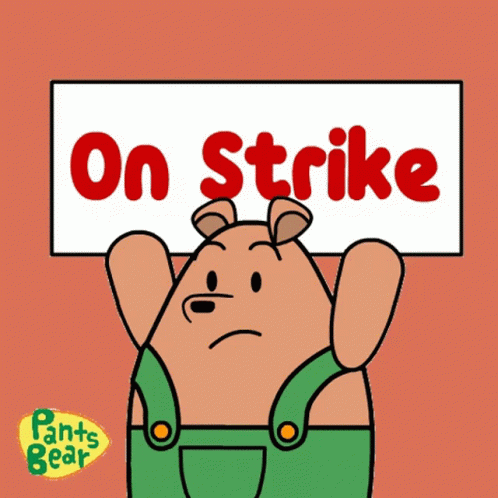 Bear Holding On Strike Sign
