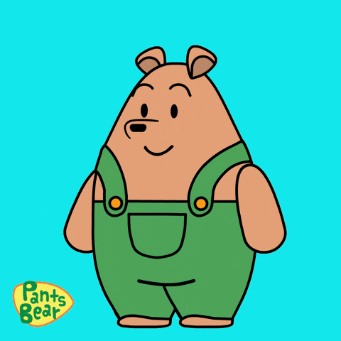 Bear Holding Rainbow With Pants Bear Text