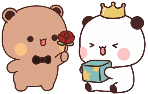 Bear Holding Rose and Crowned Bear