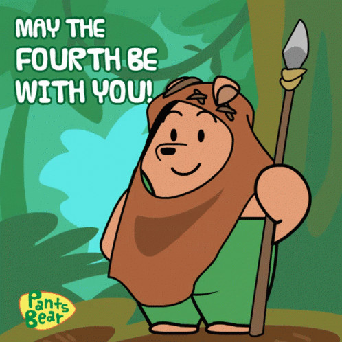 Bear Holding Spear May the Fourth Be With You
