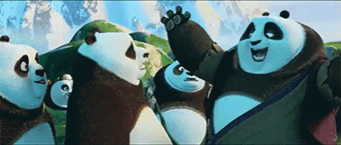 pandas hugging gif