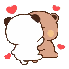 Bear Hugging Another Bear With Hearts