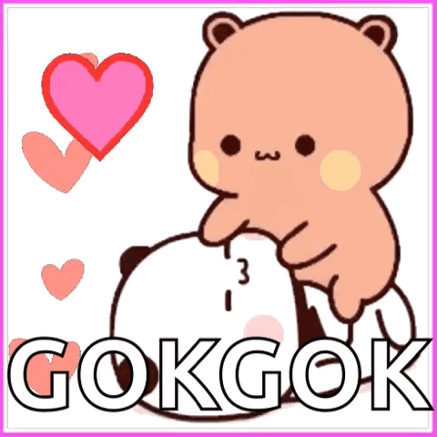 Bear Hugging Panda Sticker Saying I Love Gokgok GIF