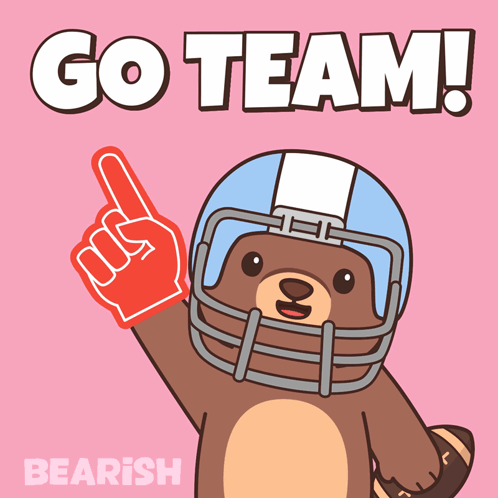 Bear In Football Helmet Holding Foam Finger Saying Go Team GIF