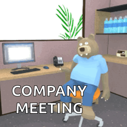 Bear in Office Company Meeting