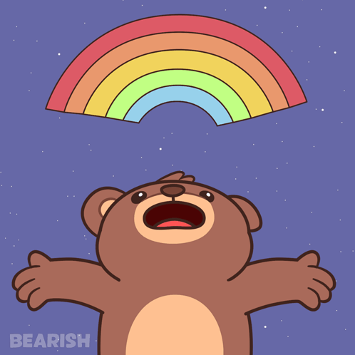 Bear Looking Up at Rainbow