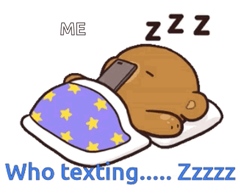Bear Lying Phone Head Texting Me Who Zzzz
