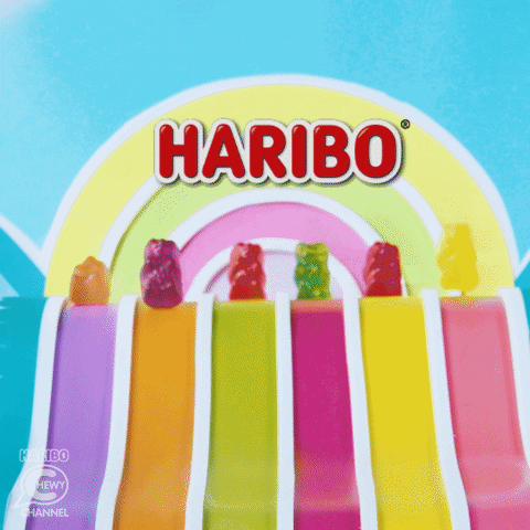 Bear Shaped Gummies Going Down Slides GIF