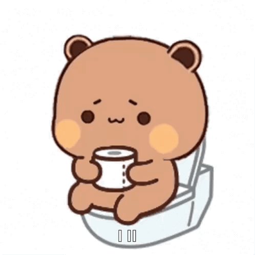 Bear Sitting On Toilet Holding Toilet Paper GIF
