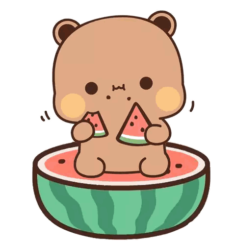 Bear Sitting On Watermelon
