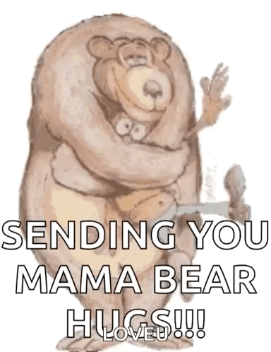 Bear Waving Saying Sending Mama Bear Hugs