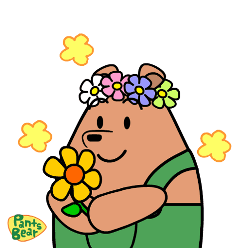 Bear Wearing Flower Crown and Pants