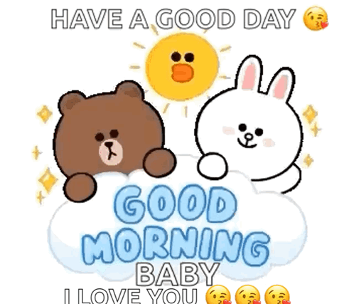 Bear White Rabbit on Cloud Good Morning Baby