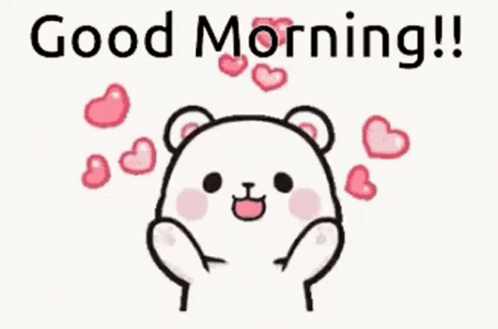Bear With Hearts Saying Good Morning GIF