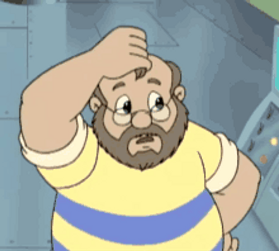 Beard Man Cartoon Head Scratch GIF