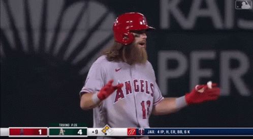 Bearded Baseball Player In Angels Jersey GIF