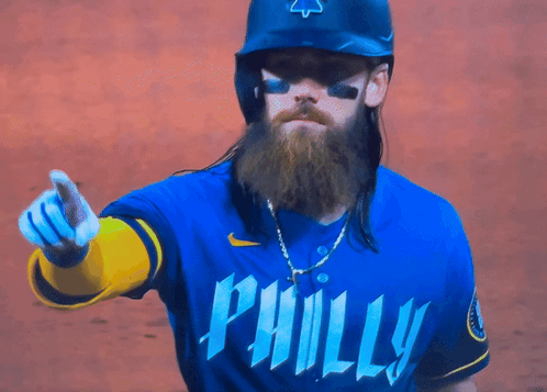Bearded Baseball Player In Blue Jersey Philly GIF