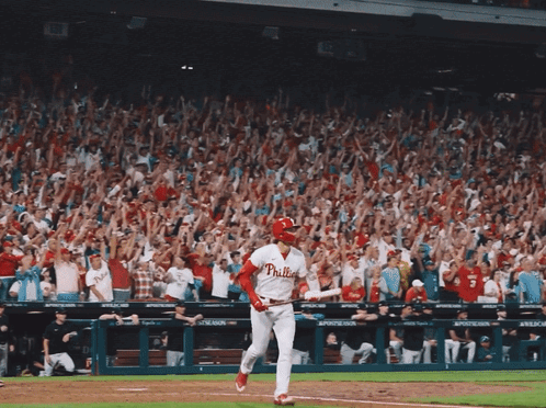 Bearded Baseball Player In Blue Philly Jersey GIF
