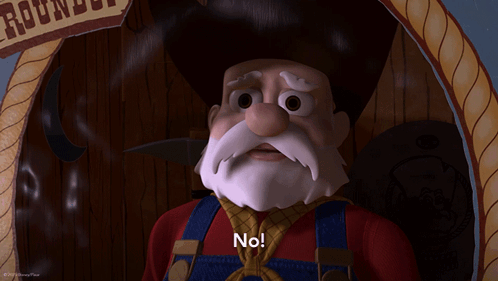 Bearded Cartoon Character Saying No