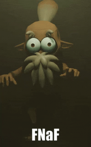 Bearded Cartoon Character with Big Eyes and Fnaf