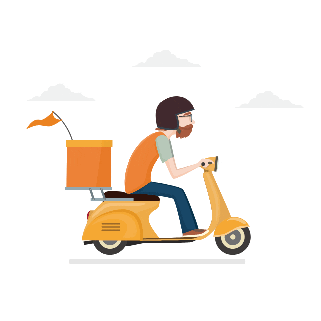 Bearded Cartoon Driving Scooter Animation GIF