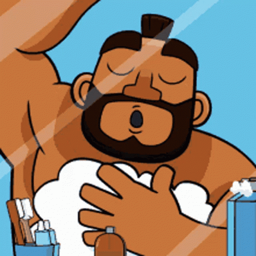 Bearded Cartoon Man Showering GIF