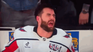 Bearded Hockey Player Crying On Bench GIF