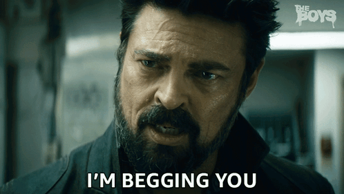 Bearded Man Begging in Dark Room