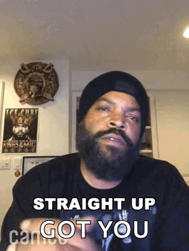 Bearded Man Black Hat Straight Up Got You