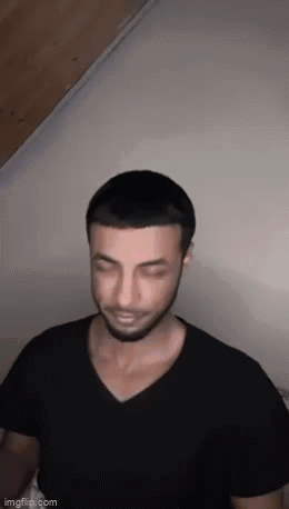 Bearded Man Black Shirt Funny Face Eyes Closed