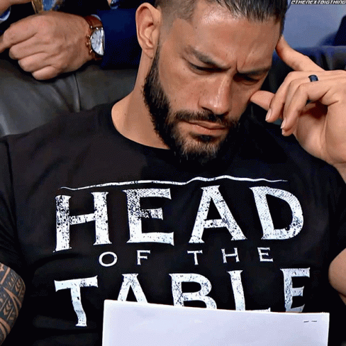 Bearded Man Black Shirt Head of the Table