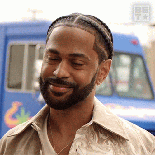 Bearded Man Braids Smiles Blue Truck Be TX GIF