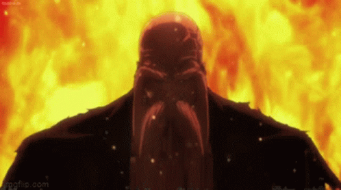 Bearded Man by Large Fire
