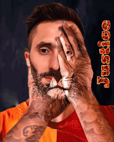 Bearded Man Covering Face Justice