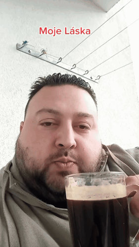 Bearded Man Drinking Glass Moje Laska GIF