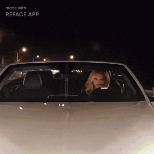 Bearded Man Driving White Car Made With Reface App