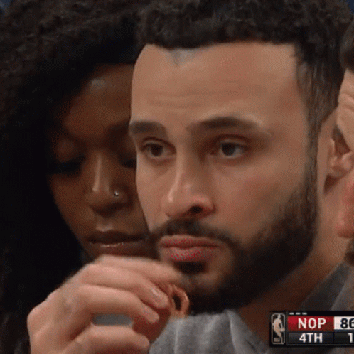 Bearded Man Eating Snack Watching Nop vs Bc