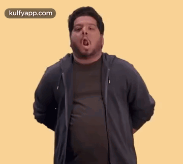 Bearded Man Funny Face in Black Shirt and Jacket