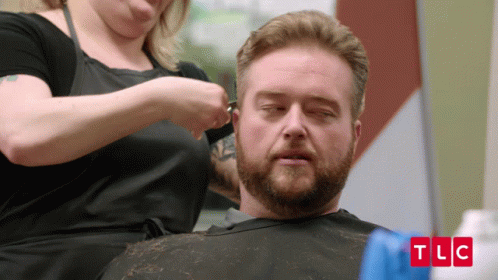 Bearded Man Getting Haircut By Woman TLC