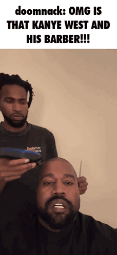 Bearded Man Getting Haircut From Another Man GIF